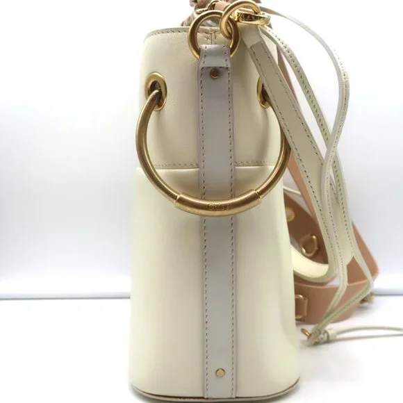 CHLOE ROY BUCKET BAG CREAM LEATHER SMALL CROSSBODY SHOULDER BAG - Picture 6 of 13